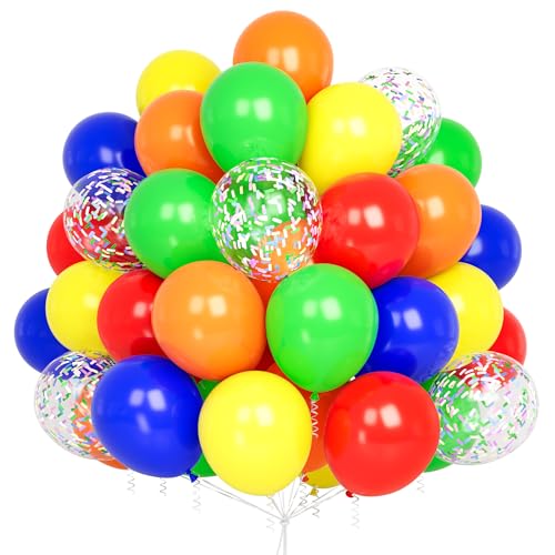 Luftballons Bunt 60 Stück Luftballons Geburtstag Regenbogen Deko Kindergeburtstag Bunte Helium Konfetti Ballons für Karneval Geburtstag Party Hochzeit Babyparty Deko von Party Forest