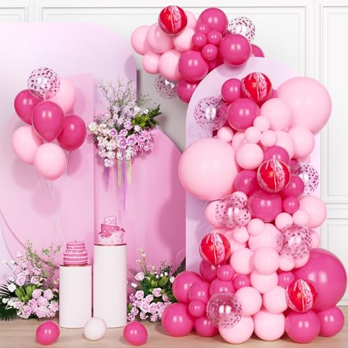 Luftballons Girlande Rosa, 109 Stück Rosa Luftballons mit Pink Konfetti Ballon für Mädchen Hochzeit Geburtstag Babyparty Valentinstag Jubiläumsfeier Taufe Deko von Party Forest