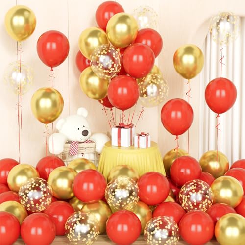 Rote Gold Ballons mit Konfetti Ballons von Party Forest