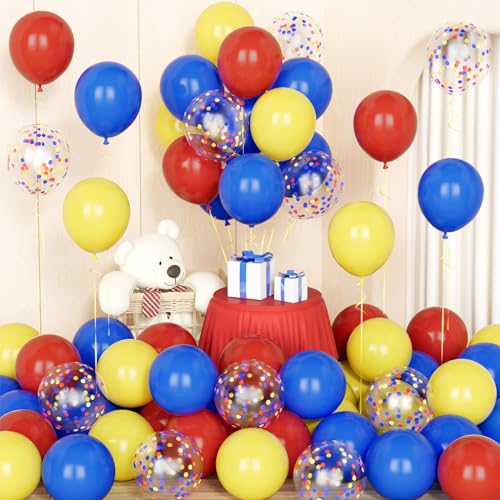 Rote gelbe und blaue Ballons mit Konfetti Ballons von Party Forest