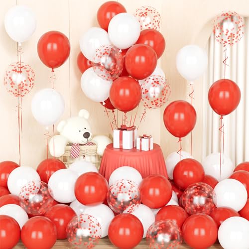Rote weiße Ballons mit Konfetti Ballons von Party Forest