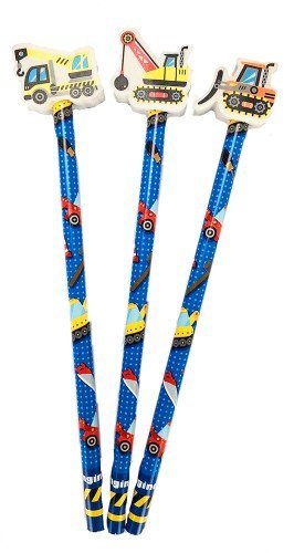 Party Großhandel 6 x Bleistifte mit Radiergummi Baustelle Bagger ideal als Mitgebsel für den Kindergeburtstag von Party Großhandel