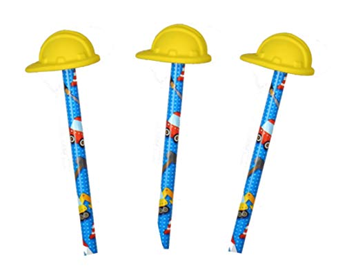 Party Großhandel 6 x Bleistifte mit Radiergummi Baustelle Bauhelm ideal als Mitgebsel für den Kindergeburtstag von Party Großhandel