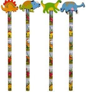 Party Großhandel 6 x Bleistifte mit Radiergummi Dino Dinosaurier ideal als Mitgebsel für den Kindergeburtstag von Party Großhandel