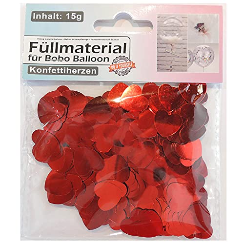 15g Streudeko/Ballonfüllung rote Herzen ca. 15mm groß metallic Effekt Party Tisch Dekoration Heliumballon (Herzen Rot 15g) von Party Nation