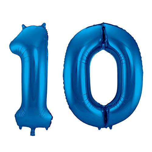 Folienballon 86 cm Blau Zahlenballon, Luftballon, Geburtstag, Zahl für Helium und Luftfüllung geeignet (10) von Party Nation