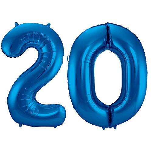 Folienballon 86 cm Blau Zahlenballon, Luftballon, Geburtstag, Zahl für Helium und Luftfüllung geeignet (20) von Party Nation