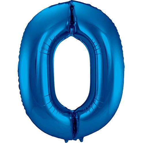 Folienballon 86 cm Blau Zahlenballon, Luftballon, Geburtstag, Zahl für Helium und Luftfüllung geeignet (Zahl: 0) von Party Nation