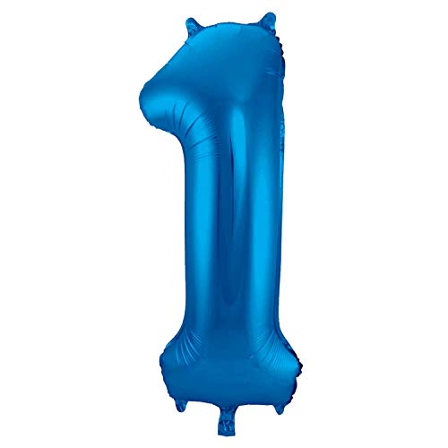 Folienballon 86 cm Blau Zahlenballon, Luftballon, Geburtstag, Zahl für Helium und Luftfüllung geeignet (Zahl: 1) von Party Nation