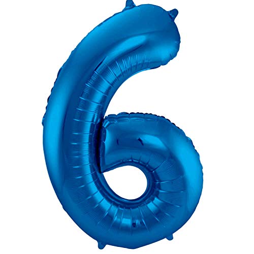 Folienballon 86 cm Blau Zahlenballon, Luftballon, Geburtstag, Zahl für Helium und Luftfüllung geeignet (Zahl: 6) von Party Nation