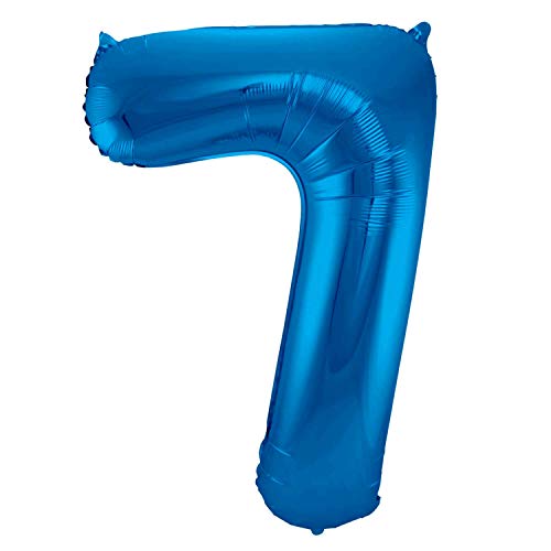 Folienballon 86 cm Blau Zahlenballon, Luftballon, Geburtstag, Zahl für Helium und Luftfüllung geeignet (Zahl: 7) von Party Nation