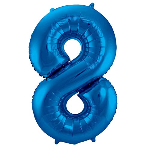 Folienballon 86 cm Blau Zahlenballon, Luftballon, Geburtstag, Zahl für Helium und Luftfüllung geeignet (Zahl: 8) von Party Nation