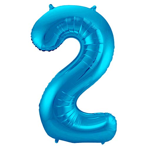 Folienballon 86 cm Zahlenballon, Luftballon, Geburtstag, Zahl für Helium und Luftfüllung geeignet Happy Birthday (Blau/Türkis, 2) von Party Nation