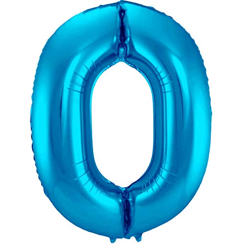 Folienballon 86 cm Zahlenballon, Luftballon, Geburtstag, Zahl für Helium und Luftfüllung geeignet Happy Birthday (Blau/Türkis, 0) von Party Nation