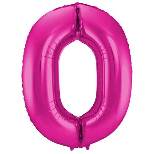 Folienballon 86 cm Zahlenballon, Luftballon, Geburtstag, Zahl für Helium und Luftfüllung geeignet Happy Birthday (Pink/Magenta, 0) von Party Nation