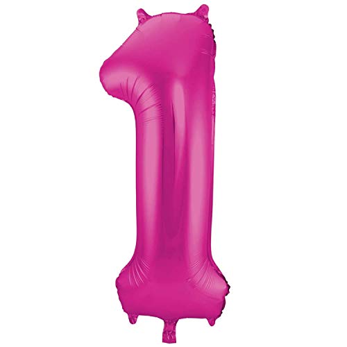 Folienballon 86 cm Zahlenballon, Luftballon, Geburtstag, Zahl für Helium und Luftfüllung geeignet Happy Birthday (Pink/Magenta, 1) von Party Nation
