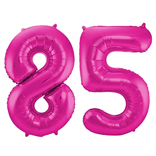 Folienballon 86 cm Zahlenballon, Luftballon, Geburtstag, Zahl für Helium und Luftfüllung geeignet Happy Birthday (Pink/Magenta, 85) von Party Nation