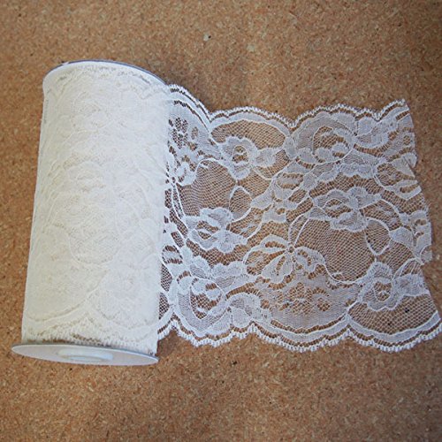 Spitzenband mit Blumenmuster, zum Dekorieren und Basteln, 14 cm x 9 m, Elfenbeinfarben Spitzenband mit Blumenmuster, zum Dekorieren und Basteln, 14 cm x 9 m, Elfenbeinfarben von Party Spin