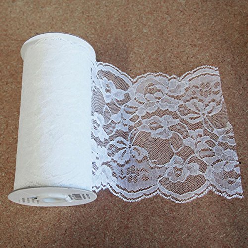 Spitzenband mit Blumenmuster, zum Dekorieren und Basteln, 14 cm x 9 m, Weiß Spitzenband mit Blumenmuster, zum Dekorieren und Basteln, 14 cm x 9 m, Weiß von Party Spin