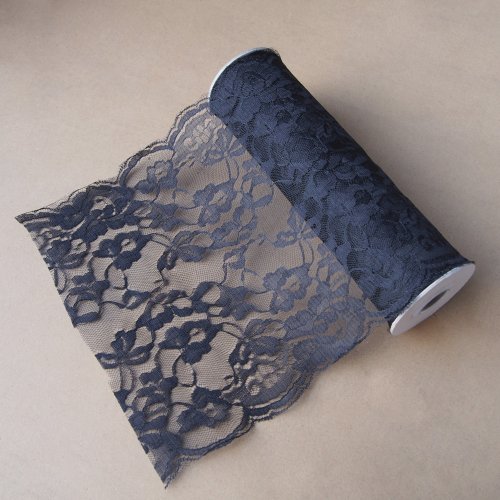 Spitzenband mit Blumenmuster, zum Dekorieren und Basteln, 35,6 cm x 9,1 m, Schwarz Spitzenband mit Blumenmuster, zum Dekorieren und Basteln, 35,6 cm x 9,1 m, Schwarz von Party Spin