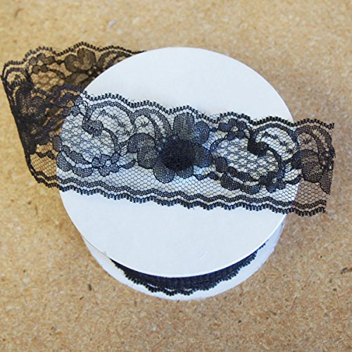 Spitzenband mit Blumenmuster, zum Dekorieren von Bastelarbeiten und mehr, 5,1 cm x 22,7 m, Schwarz Spitzenband mit Blumenmuster, zum Dekorieren von Bastelarbeiten und mehr, 5,1 cm x 22,7 m, Schwarz von Party Spin