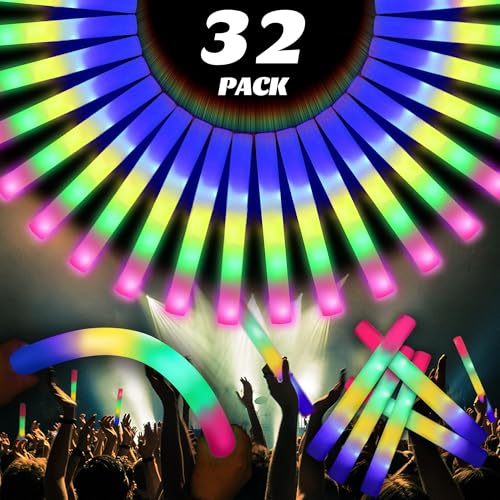 32 Stück Schaumstoff Leuchtstäbe LED, 40.6 cm Glow in the Dark Leuchtstab mit 3 Modi, Nachleuchtend Partygeschenk Packs für Hochzeit, Geburtstag, Weihnachten, Konzerte Partystab 32 Stück Schaumstoff Leuchtstäbe LED, 40.6 cm Glow in the Dark Leuchtstab mit 3 Modi, Nachleuchtend Partygeschenk Packs für Hochzeit, Geburtstag, Weihnachten, Konzerte Partystab von Party Spot!