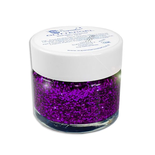 Glitzergel lila für glitzernde Haare & Haut, 15ml, leicht anwendbar von Party Xplosion