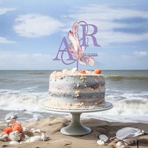 Party to Be Boho Cake Topper Hochzeit Personalisiert Hochzeitstorte Deko in Holz Custom Braut und Bräutigam Tortenstecker mit Namen Initialen (Boho Feder) von Party to Be