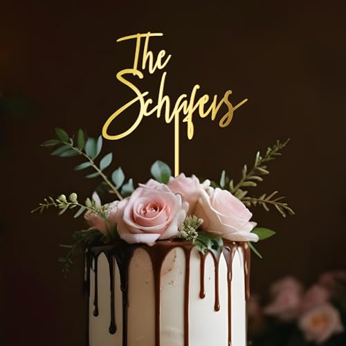 Party to Be Hochzeitskuchen Topper Personalisiert Braut Bräutigam Nachname Cake Topper in Acryl Jubiläum Verlobung Kuchen Dekoration (Stadella) von Party to Be