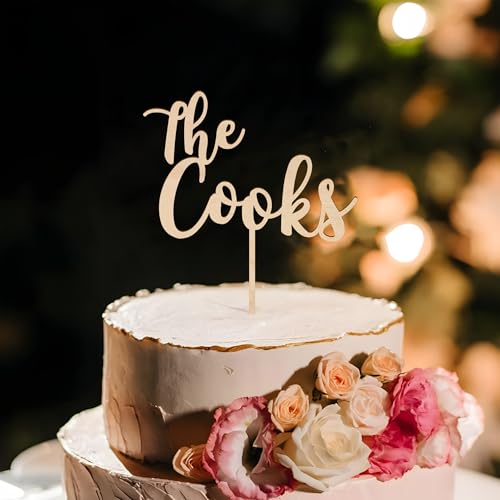 Party to Be Hochzeitskuchen Topper Personalisiert Braut Bräutigam Nachname Cake Topper in Holz Jubiläum Verlobung Kuchen Dekoration (King Basil) von Party to Be