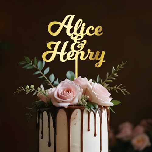 Party to Be Hochzeitskuchen Topper Personalisiert Braut Bräutigam Namen Cake Topper in Acryl Jubiläum Verlobung Kuchen Dekoration (Milkshake) von Party to Be