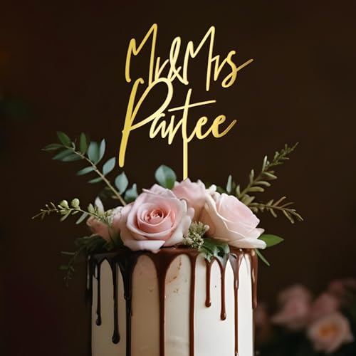 Party to Be Mr & Mrs Hochzeitskuchen Topper Personalisiert Braut Bräutigam Nachname Cake Topper in Acryl Jubiläum Verlobung Kuchen Dekoration (Stadella) von Party to Be
