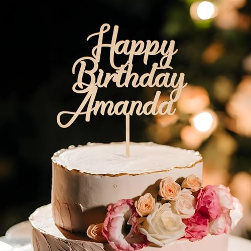 Party to Be Personalisiert Birthday Cake Topper in Holz Personalisierbarer Geburtstags Cake Topper mit Wunschnamen Happy Birthday Tortendeko (Handmade) von Party to Be
