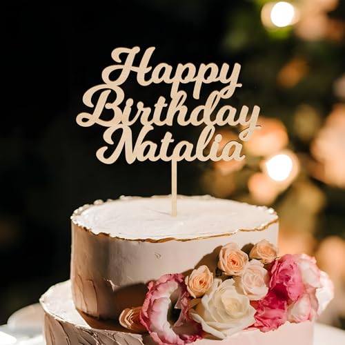 Party to Be Personalisiert Birthday Cake Topper in Holz Personalisierbarer Geburtstags Cake Topper mit Wunschnamen Happy Birthday Tortendeko (Milkshake) von Party to Be