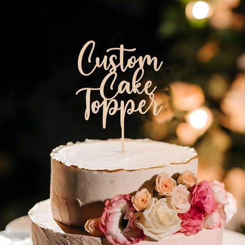 Party to Be Personalisiert Ihren Text Cake Topper in Holz Personalisierbarer Cake Topper für Geburtstage Hochzeiten Taufen oder jede Gelegenheit (Attena) von Party to Be