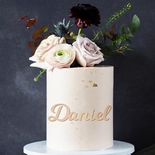 Party to Be Personalisiert Name Cake Topper in Holz Personalisierbarer Kuchen Name Zeichen Kuchen Namenplatte Dekoration (Milkshake) von Party to Be
