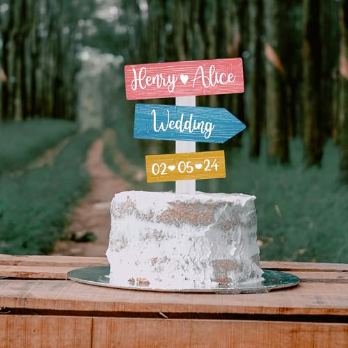Party to Be Rustikale Holz Hochzeit Cake Topper Personalisiert Hochzeitstorte Deko Custom Braut und Bräutigam Tortenstecker mit Namen (Süßigkeiten) von Party to Be