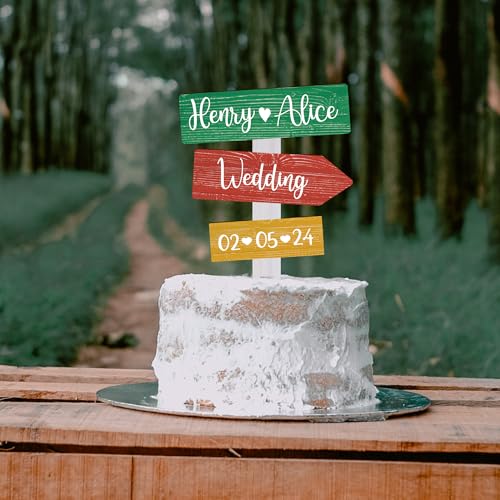 Party to Be Rustikale Holz Hochzeit Cake Topper Personalisiert Hochzeitstorte Deko Custom Braut und Bräutigam Tortenstecker mit Namen (Weihnachten) von Party to Be