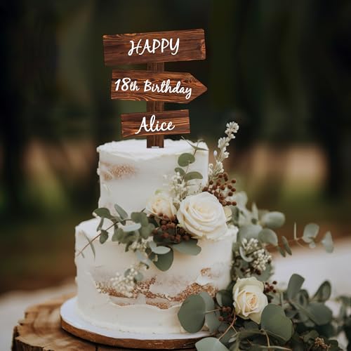 Party to Be Happy Birthday Cake Topper Geburtstag aus Holz, Personalisiert Kuchen Deko Torten Topper mit Name Party-Tortenstecker von Party to Be