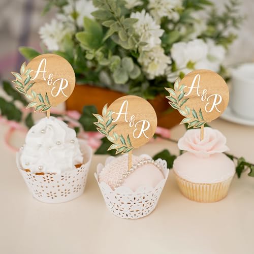 Party zu sein benutzerdefinierte Hochzeit Cupcake Toppers personalisierte Kuchen Cupcake Dekorationen in Holz (12 Stück) von Party to Be