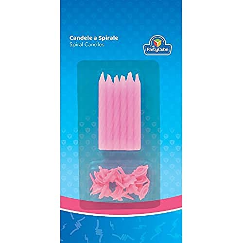 Siad 33285 Kerzen mit rosa Halter, 12 Stück von PartyCube
