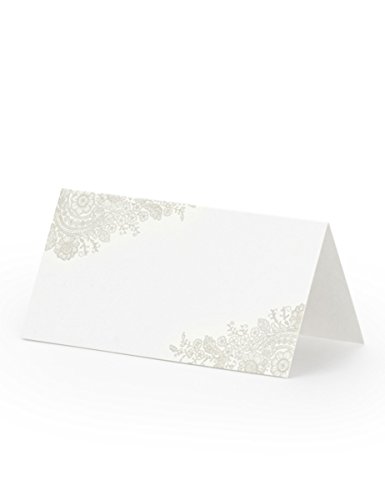 25 Tischkarten Platzkarten Hochzeit Namenskarten mit schwarzen Blütenmuster von Generique -