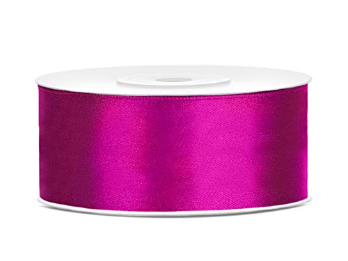 25m Satinband Satin Geschenkband fuchsia 25mm breit von PartyDeco