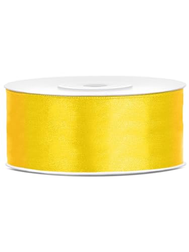25m Satinband Satin Geschenkband gelb 25mm breit 25m Satinband Satin Geschenkband gelb 25mm breit von PartyDeco