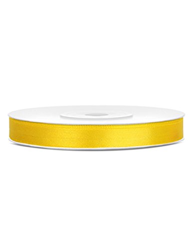25m Satinband Satin Geschenkband gelb 6mm breit von PartyDeco