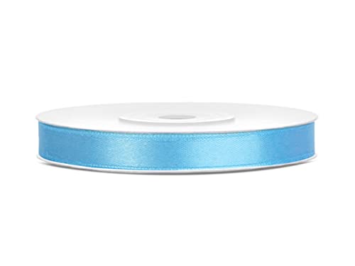 25m Satinband Satin Geschenkband hellblau 6mm breit von PartyDeco