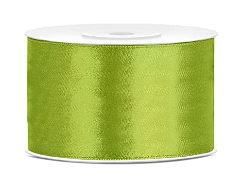 25m Satinband Satin Geschenkband hellgrün 25mm breit von PartyDeco