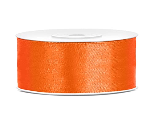 25m Satinband Satin Geschenkband orange 25mm breit von PartyDeco
