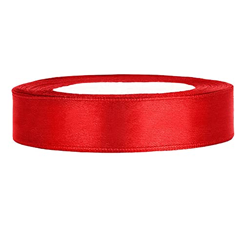 25m Satinband Satin Geschenkband rot 12mm breit von PartyDeco