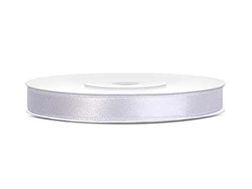 25m Satinband Satin Geschenkband weiss 6mm breit von PartyDeco
